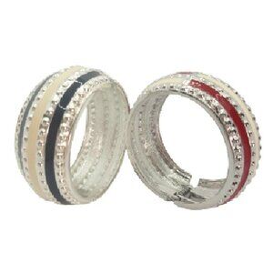High Polished Silver Color Enamel Wrapped Cuff Bangle Bracelet